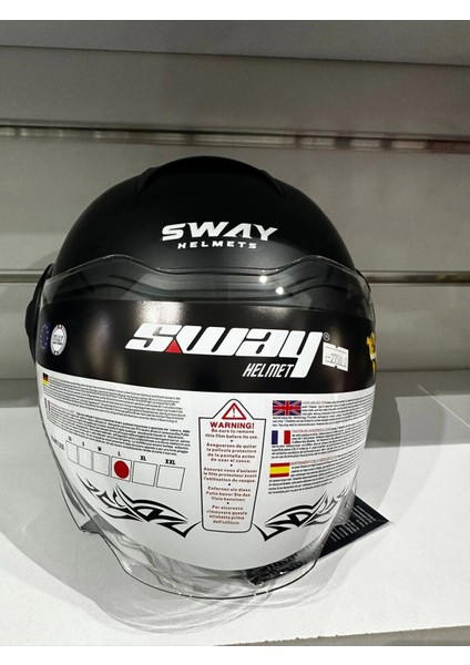 Kask SW-737 Mat Black Çenesiz Güneş Gözlüklü