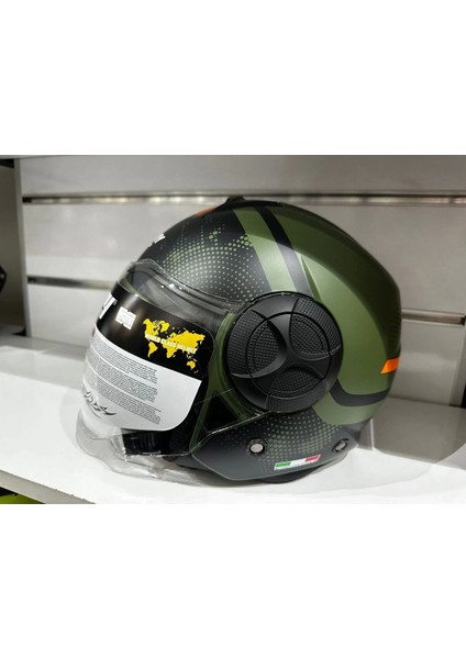 Kask SW-737 Army Mat Yeşil/siyah Çenesiz Güneş Gözlüklü