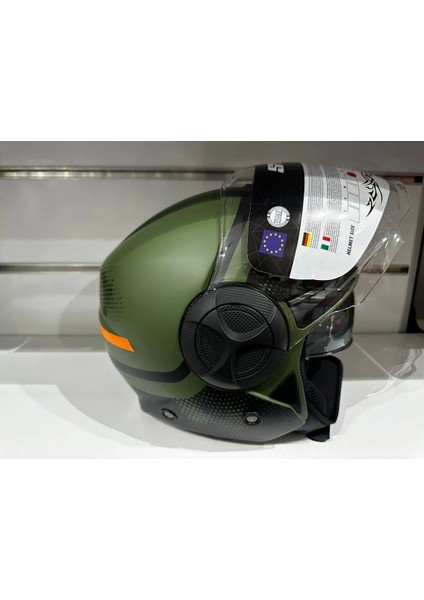 Kask SW-737 Army Mat Yeşil/siyah Çenesiz Güneş Gözlüklü