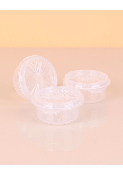 3 Adet Kapaklı Mini Sosluk Mini Saklama Kabı Mini Kahvaltılık 7 cm