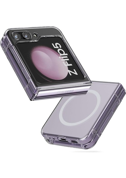Samsung Galaxy Z Flip 5 Kılıf Magneticsafe Şeffaf Silikon - Şeffaf