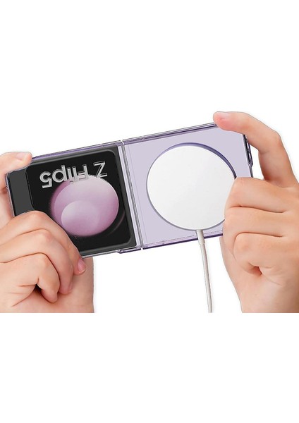 Samsung Galaxy Z Flip 5 Kılıf Magneticsafe Şeffaf Silikon - Şeffaf modelleri