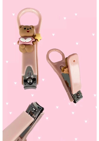 Tırnak Makası Figürlü Ayıcık Toz Pembe Rengi