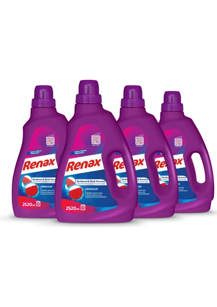 Renax Sıvı Çamaşır Deterjanı Renkliler 2520 ml - 4 Lü Paket