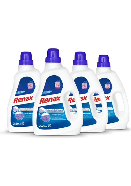 Renax Sıvı Çamaşır Deterjanı Beyaz ve Renkliler 2520 ml - 4 Lü Paket