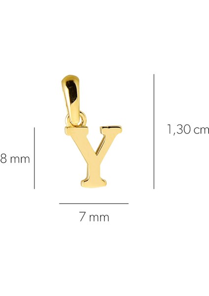 14 Ayar Altın Y Harfi Kolye Ucu 0,35 gr