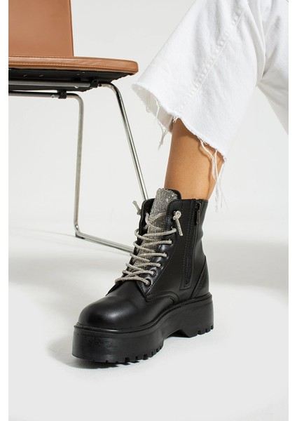 (Soldey) Poli Hafif Taban Taş Detaylı Fermuarlı Siyah modelleri