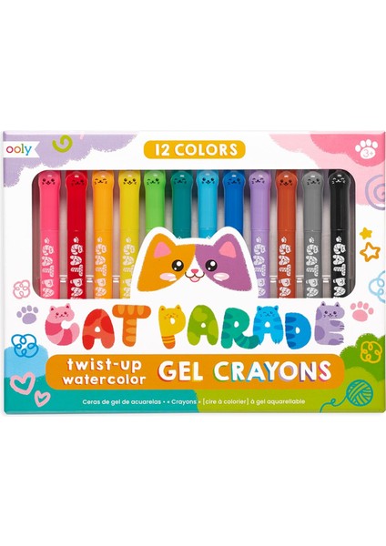 Ana Renkler Ooly Cat Parade Sulu Boya Efektli 12'li Jel Boya Kalemi
