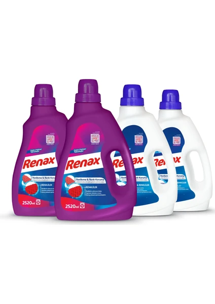 Renax Sıvı Çamaşır Deterjanı 2520 ml - 4 Lü Paket (2 Renkliler + 2 Beyazlar)