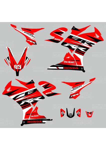 Honda Cbr 250 R Rr Lines Design Sticker Set Kırmızı-Siyah-Beyaz Yeni Kasa fiyatları