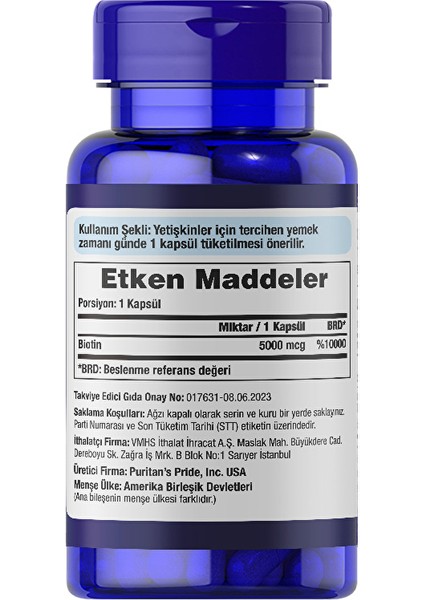 Biotin 5000 Mcg 60 Kapsül