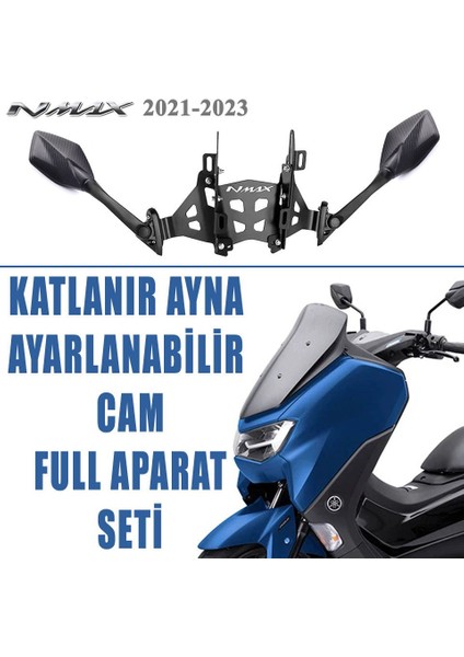 Yamaha Nmax 125/155 2021-2023 Katlanır R25 Karbon Ayna Bar Seti