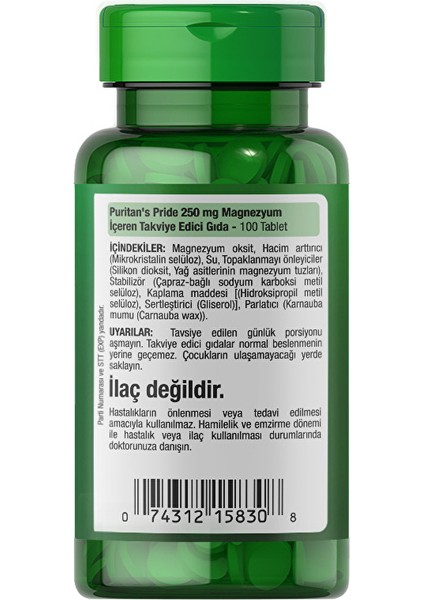 Magnesium 250 Mg 100 Tablet