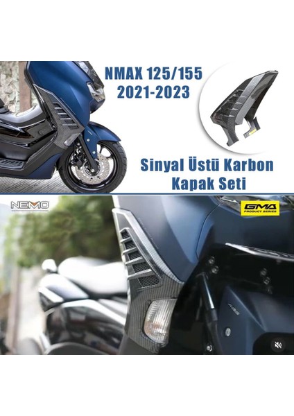 Yamaha Nmax 125/155 2021-2023 Sinyal Üstü Karbon Kapak Seti