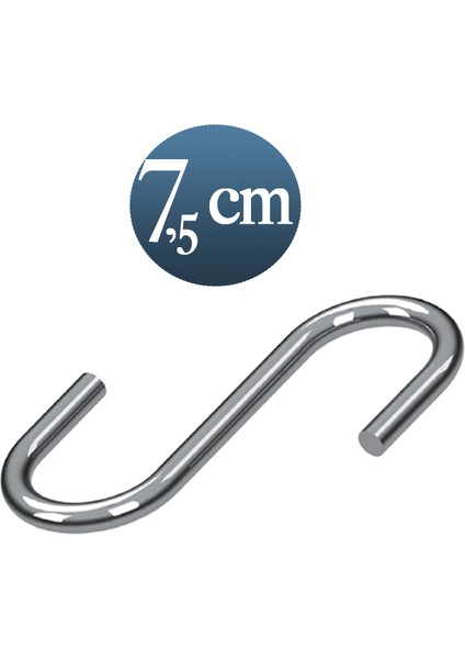 20 Adet 3 mm 7,5 cm ''s'' Kanca, Havlu, Eşarp, Saksı, Çanta, Ofis ve Mağazada Kullanılan Kancalar
