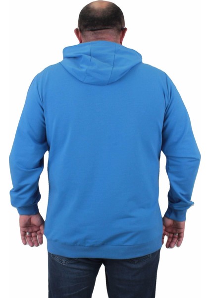 Büyük Beden Basic Mevsimlik Fermuarlı Kapüşonlu Sweat 22751 Saks fırsatları
