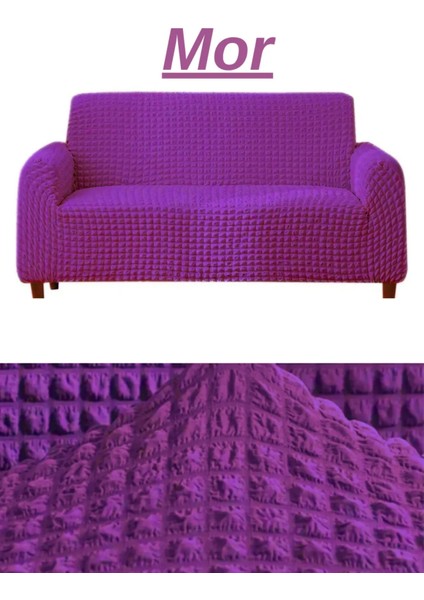 E Bahar Bürümcük 3 Kişilik Koltuk Örtüsü Boydan Eteksiz Streç Esnek Lastikli Çekyat Kanepe Kılıfı