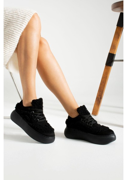 Oct Shoes Kadın Yüksek Taban Tüylü Sneaker Spor Ayakkabı TS1157 fırsatları