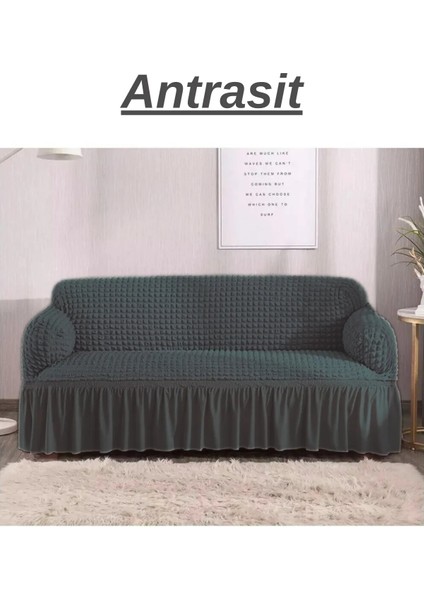 Bürümcük 3 Kişilik Koltuk Örtüsü. Etekli Streç Esnek Lastikli Çekyat Kanepe Kılıfı