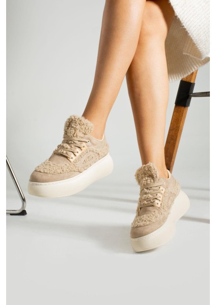 Oct Shoes Kadın Yüksek Taban Tüylü Sneaker Spor Ayakkabı TS1157 modelleri
