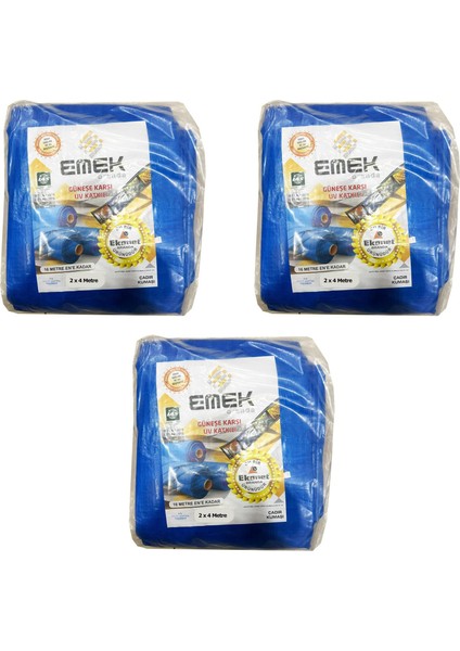 Çadır Kumaşı Branda Tente Uv Güneşlik Gölgelik Koruma Yağmur Su Geçirmez - 2x4 Metre - 3 Paket