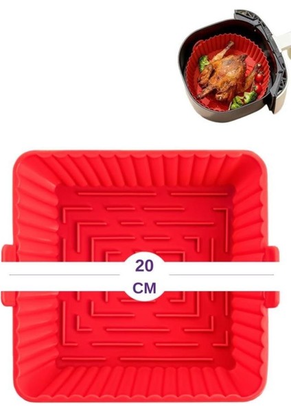 Onikiden Airfryer Silikon Kare Pişirme Kabı ve 6’lı Kek Muffin Kalıbı Set- Hava Fritözleriyle Uyumlu