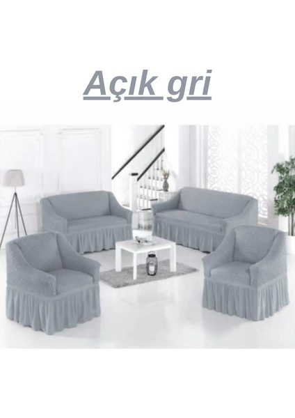 3+3+1+1 Bürümcük Koltuk Takımı Örtüsü. Etekli Streç Esnek Lastikli Çekyat Kanepe Kılıfı