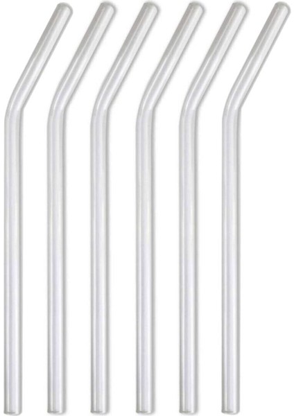 6 Adet Kokteyl Sunum Pipeti Cam Pipet Isıya Dayanıklı Eğimli 20CM Şeffaf Cam Pipet Tekli