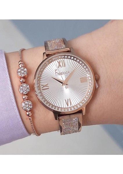 Zirkon Taşlı Bileklik ve Kadın Kol Saati