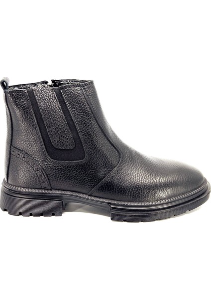 G108471 Deri Kauçuk Taban Kışlık Kürklü Chealse Erkek Yarım Bot