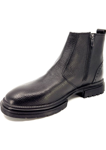 G108471 Deri Kauçuk Taban Kışlık Kürklü Chealse Erkek Yarım Bot modelleri