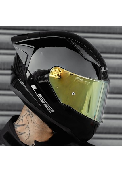 Rapıd 2 Race Parlak Siyah Full Face Motosiklet Kaskı Gold Camlı modelleri