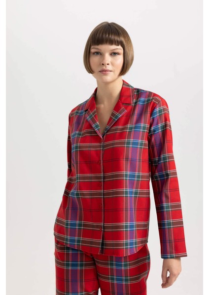 Fall in Love Pijama Yaka Flanel Casual Üst B5457AX23WN