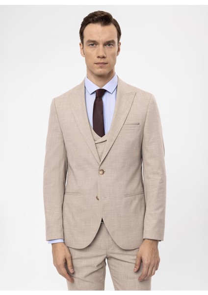 Normal Bel Slim Fit Bej Erkek Takım Elbise TK1020000267