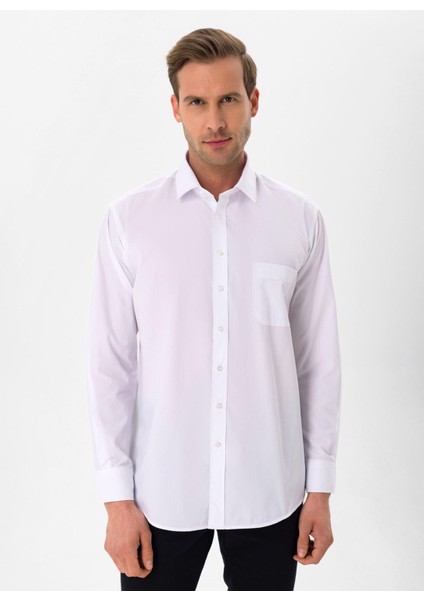 Regular Fit Klasik Yaka Düz Beyaz Erkek Gömlek GM1001400254