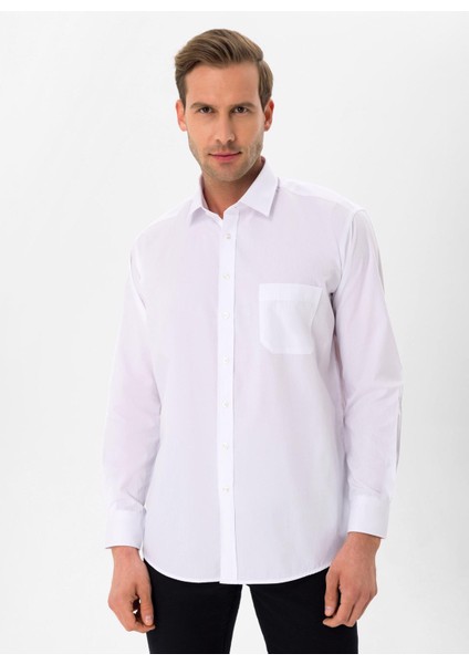 Regular Fit Klasik Yaka Düz Beyaz Erkek Gömlek GM1001400254 fiyatları