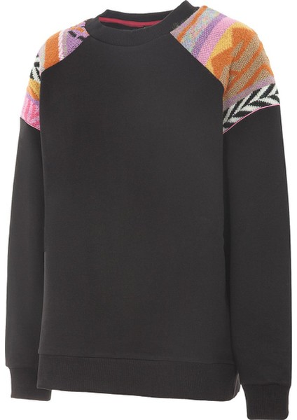 Bisiklet Yaka Desenli Siyah Kadın Sweatshırt MFKD03203 fiyatları