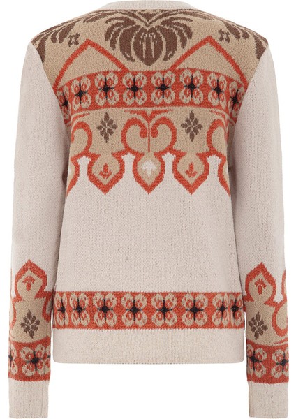 Bisiklet Yaka Normal Desenli Ekru Kazak Kadın Mgkd03019 modelleri