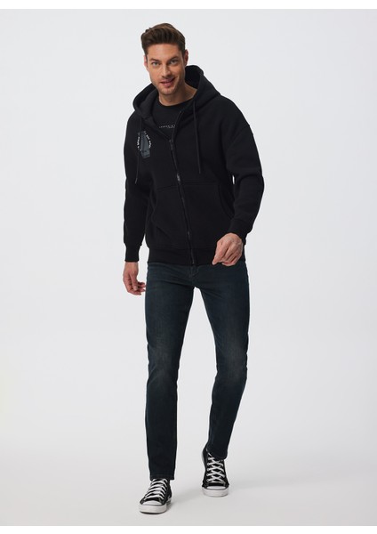 Kapüşon Yaka Siyah Erkek Sweatshırt 241 Lcm 241009 Merry Sıyah