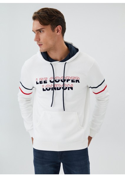 Lee Cooper Kapüşon Yaka Beyaz Erkek Sweatshırt 241 Lcm 241004 Athel Beyaz