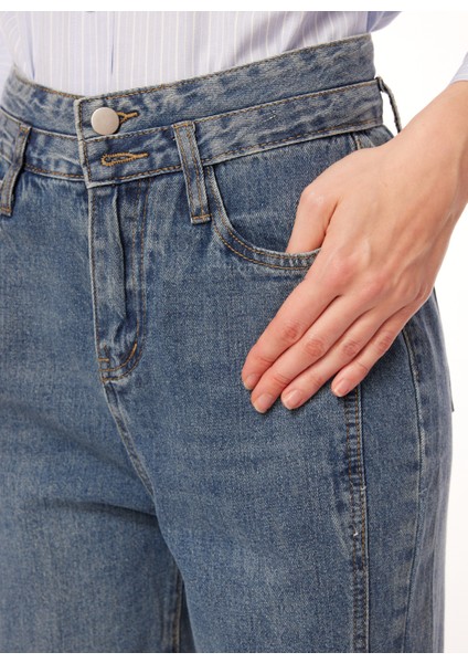 Yüksek Bel Normal Indigo Kadın Pantolon Bolıra fırsatları
