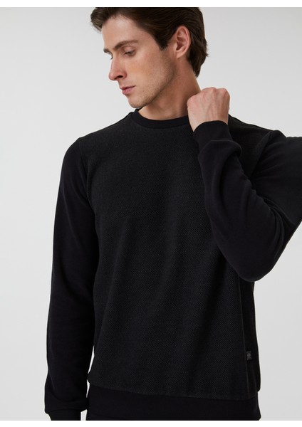 O Yaka Siyah Erkek Sweatshırt 241 Lcm 241015 Newdıagonal Sıyah