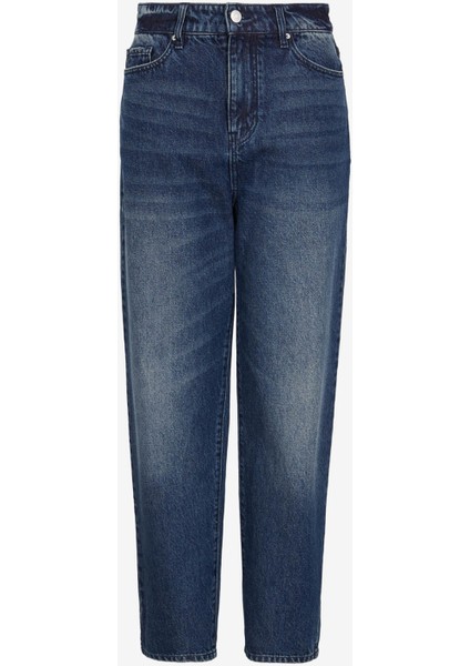 Yüksek Bel Düz Paça Normal Indigo Kadın Denim Pantolon 6RYJ81