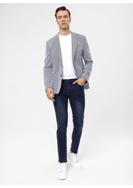 Slim Fit Mavi Erkek Armürlü Ceket Ct2021600290