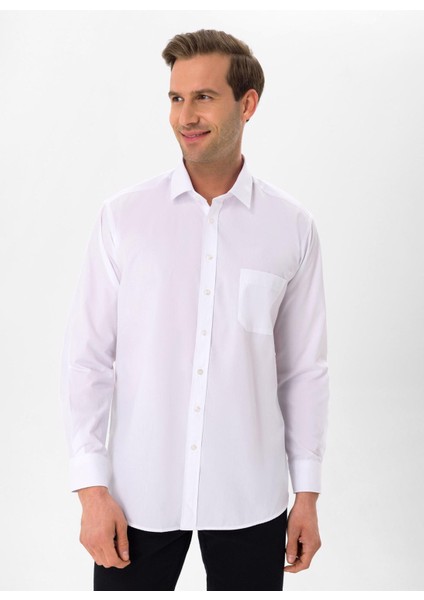 Regular Fit Klasik Yaka Düz Beyaz Erkek Gömlek GM1001400260 modelleri
