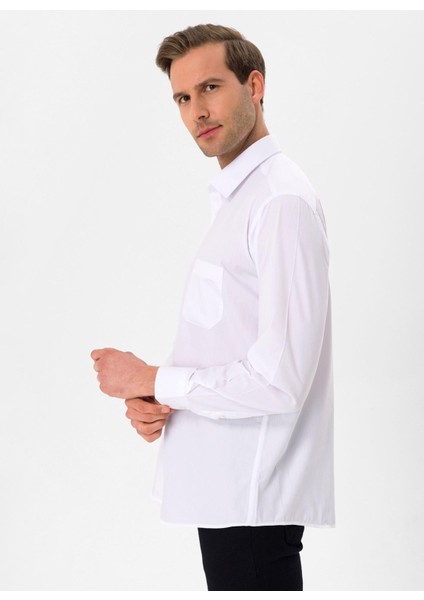 Regular Fit Klasik Yaka Düz Beyaz Erkek Gömlek GM1001400260 indirimleri
