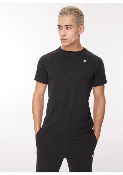 Bisiklet Yaka Düz Siyah Erkek T-Shirt K0074Q0_EDWING