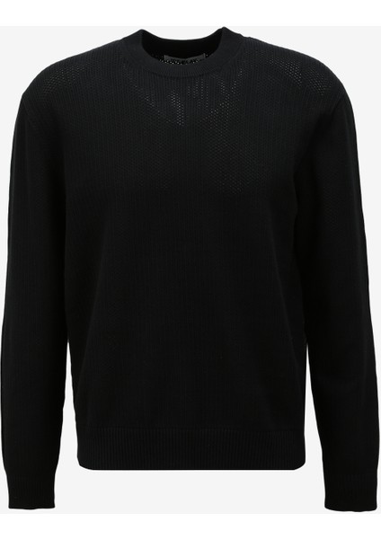Bisiklet Yaka Normal Düz Siyah Erkek Kazak 23IU1M0A0089502_MAGLIA Gırocollo
