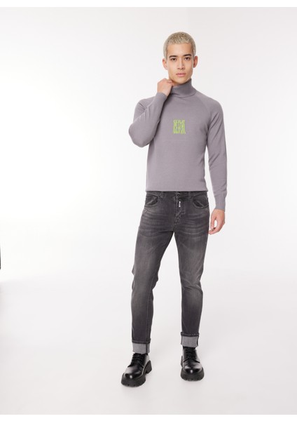 Normal Bel Slim Fit Erkek Denim Pantolon 23IU1M02SL46019_PANTALONE 5 Tasche