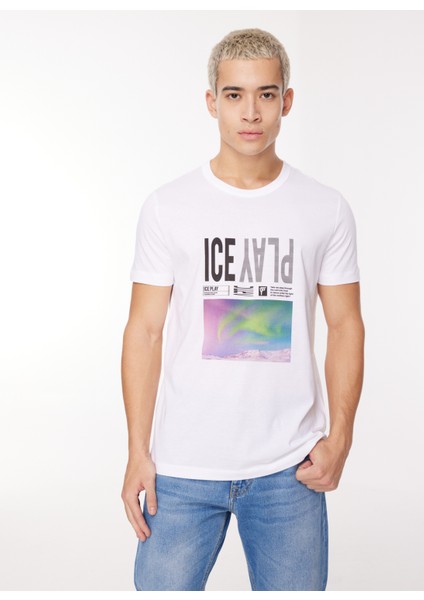 Bisiklet Yaka Düz Beyaz Erkek T-Shirt 23IU1M0F018P400_T-SHIRT Jersey fiyatları